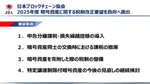 日本ブロックチェーン協会、政府に暗号資産税制の改正を要望