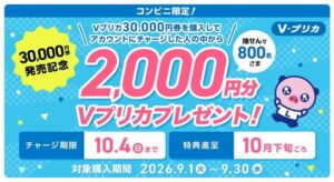 ライフカード、コンビニでＶプリカ3万円分購入・チャージで抽選プレゼントへ