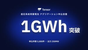 Tensor Energy、低圧系統用蓄電池の申込容量が1GWhを突破