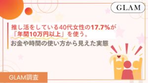 40代女性の推し活調査、年間10万円以上が17.7％　GLAM調査