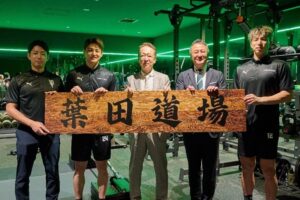 エレコム 神戸ストークスの専用トレーニングルーム葉田道場の完成発表会に参画