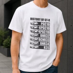 歴代の日産GT-Rを描いた公式ライセンスTシャツの予約販売が開始