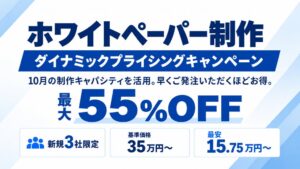 アイコネクトがホワイトペーパー制作にダイナミックプライシング試験導入 最大55％OFF