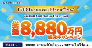 三井住友カードとVJA、最大10万円が当たる還元キャンペーンを実施へ