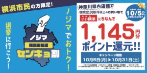 ノジマ、横浜市長選にあわせ神奈川県内店舗でセンキョ割を実施へ