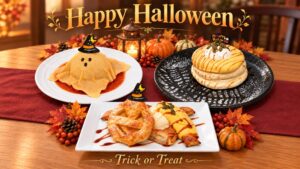 高倉町珈琲43店舗でハロウィンフェア かぼちゃの限定パンケーキなどを提供