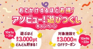アソビュー、最大3000円引クーポンの対象施設を公開 10月9日より配布へ