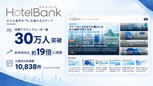 HotelBankの月間アクティブユーザー数が30万人を突破 前年同月比で約19倍