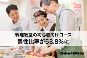 ベターホームの料理初心者コースで男性割合が53.8％に　10年で過半数へ