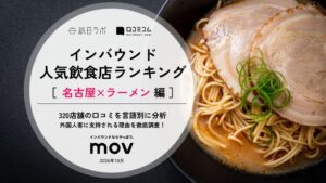 movによる名古屋のラーメン店インバウンド人気ランキング、1位は麺屋 華山