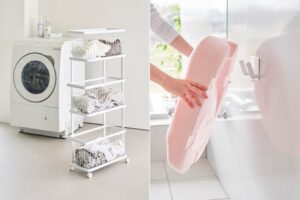 山崎実業がランドリーワゴンやベビーバス用フックなどの収納新アイテムを公開