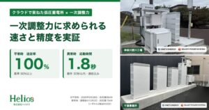 ヘリオス、低圧蓄電所を束ねた仮想蓄電所で一次調整力の追従率100%を確認