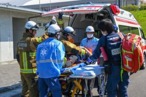都城市が日本のひなた宮崎 国スポ・障スポ会場で多数傷病者対応の実動訓練を実施