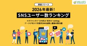 【調査リリース】2026年最新｜SNSユーザー数ランキング　わずか4ヶ月で279万人獲得し「BeReal.」超えの『setlog』などデータが明かす次世代SNSの台頭と最新の勢力図