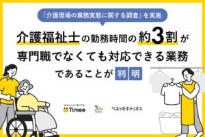 介護福祉士の勤務時間の平均31.0％が専門外業務 タイミーなどが実態調査を実施