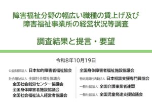 障害福祉事業所の54.8％が赤字に 8団体が報酬改定に向け緊急要望を提出