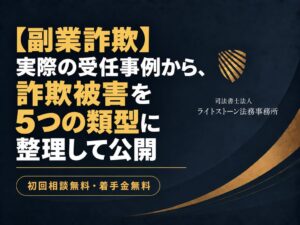 【副業詐欺】実際の受任事例から、副業に関連した詐欺被害を5つの類型に整理して公開