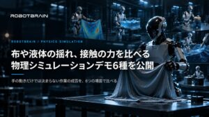 スペースデータ、布や液体の揺れ、接触の力を比べられる物理シミュレーションデモ6種を公開