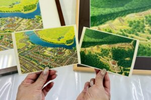 豊橋市の吉田城と船形山城の鳥瞰図ポストカード 11月1日発売へ 初グッズ化