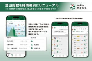 「tenki.jp 登山天気」「登山指数」を時間帯別表示にリニューアル