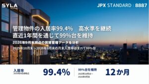 シーラ管理物件の入居率が2026年9月末で99.4％を記録 直近1年連続で99％台維持