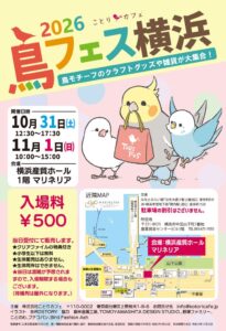 ことりカフェ、横浜産貿ホールで鳥フェス横浜を10月31日と11月1日に開催へ