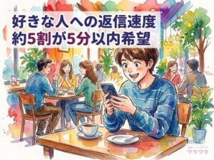 即レスの基準は10分以内が76％ 好きな人から来ると嬉しい人は93％