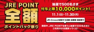 JR東日本クロスステーション、全額ポイントバック祭りを2026年11月に開催へ
