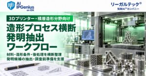 リーガルテック、積層造形向け造形プロセス横断 発明抽出ワークフローを提供開始