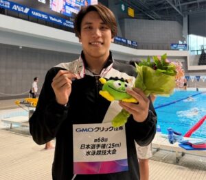 競泳の松元克央選手が日本選手権25mの100mと200m自由形で2位に入賞